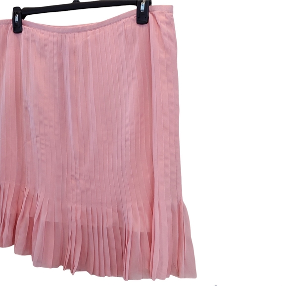 Mac & Jac women's silk pinstripe pleated hem fully lined pink skirt size 16 - Picture 8 of 10